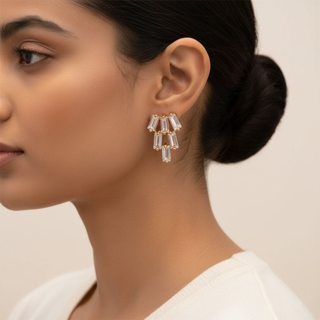 Starlisse- Stone Studded Zirconia Stud Earrings