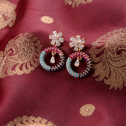 Celestyn- Stone Studded Zirconia Dangler Earrings