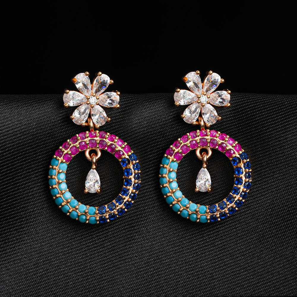 Celestyn- Stone Studded Zirconia Dangler Earrings