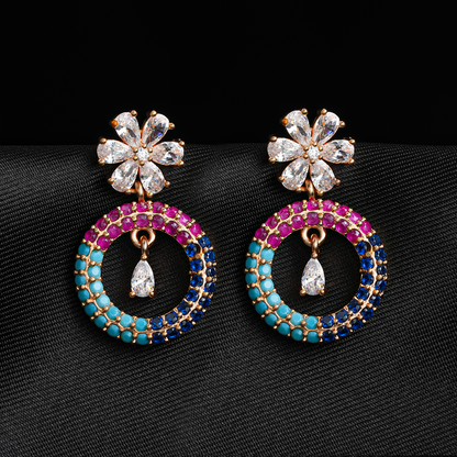 Celestyn- Stone Studded Zirconia Dangler Earrings