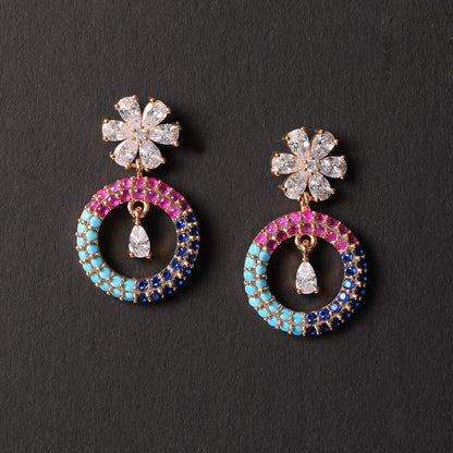 Celestyn- Stone Studded Zirconia Dangler Earrings