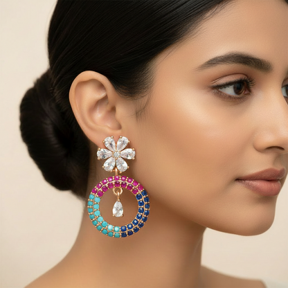 Celestyn- Stone Studded Zirconia Dangler Earrings