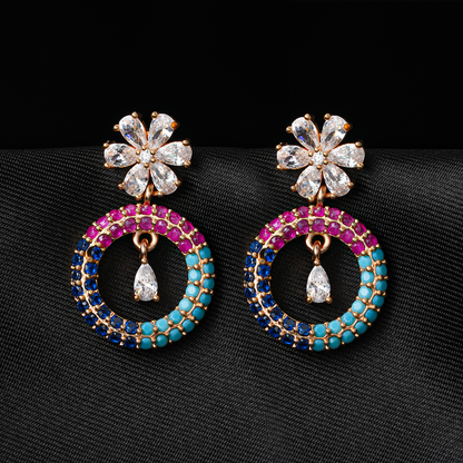 Celestyn- Stone Studded Zirconia Dangler Earrings