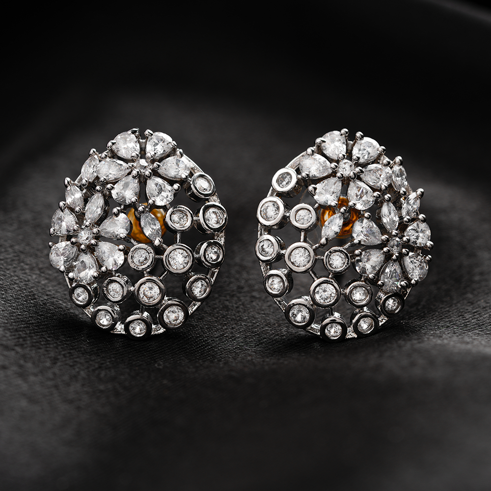 Starena- Stone Studded Zirconia Stud Earrings