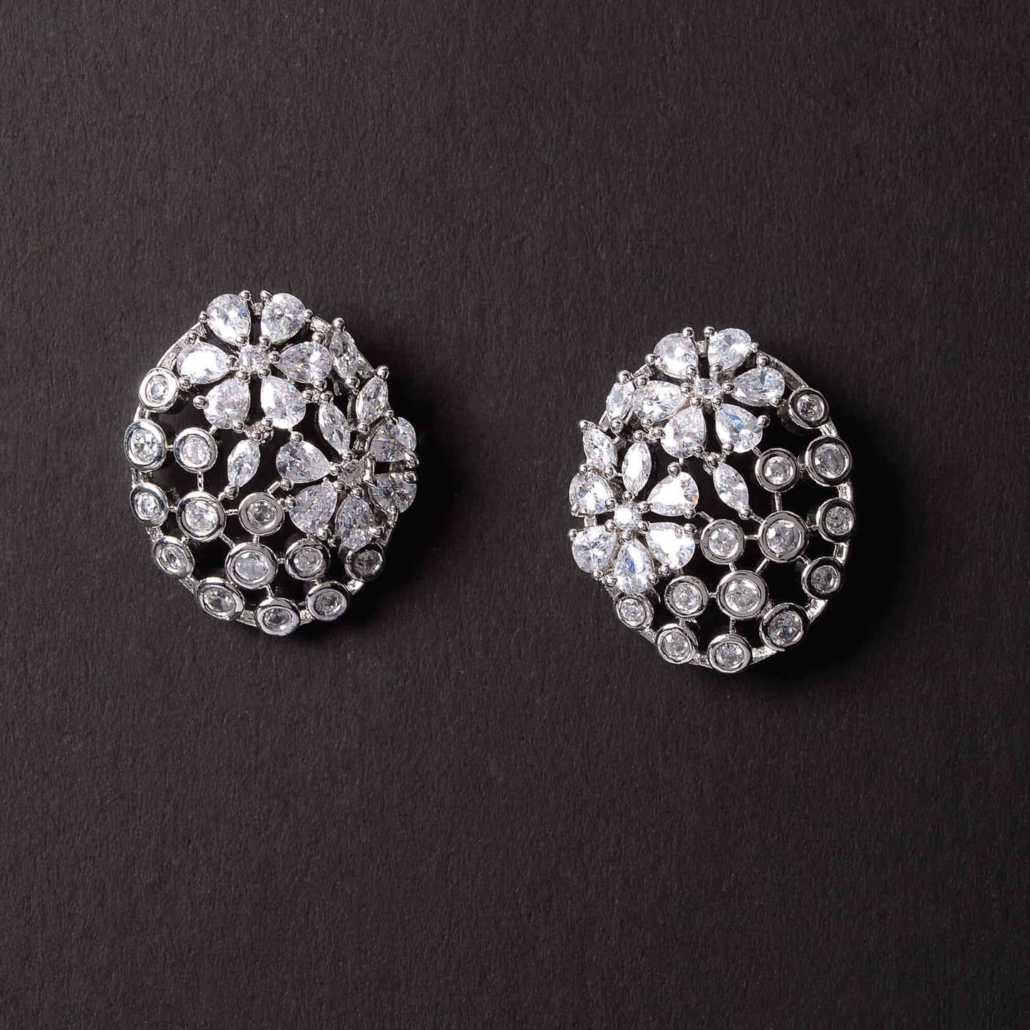 Starena- Stone Studded Zirconia Stud Earrings