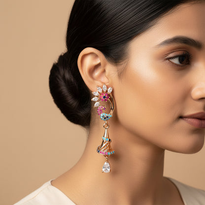 Stellavia- Stone Studded Zirconia Dangler Earrings