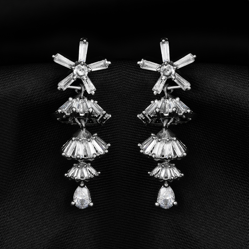Elestelle- Stone Studded Zirconia Dangler Earrings