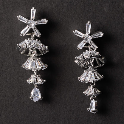 Elestelle- Stone Studded Zirconia Dangler Earrings