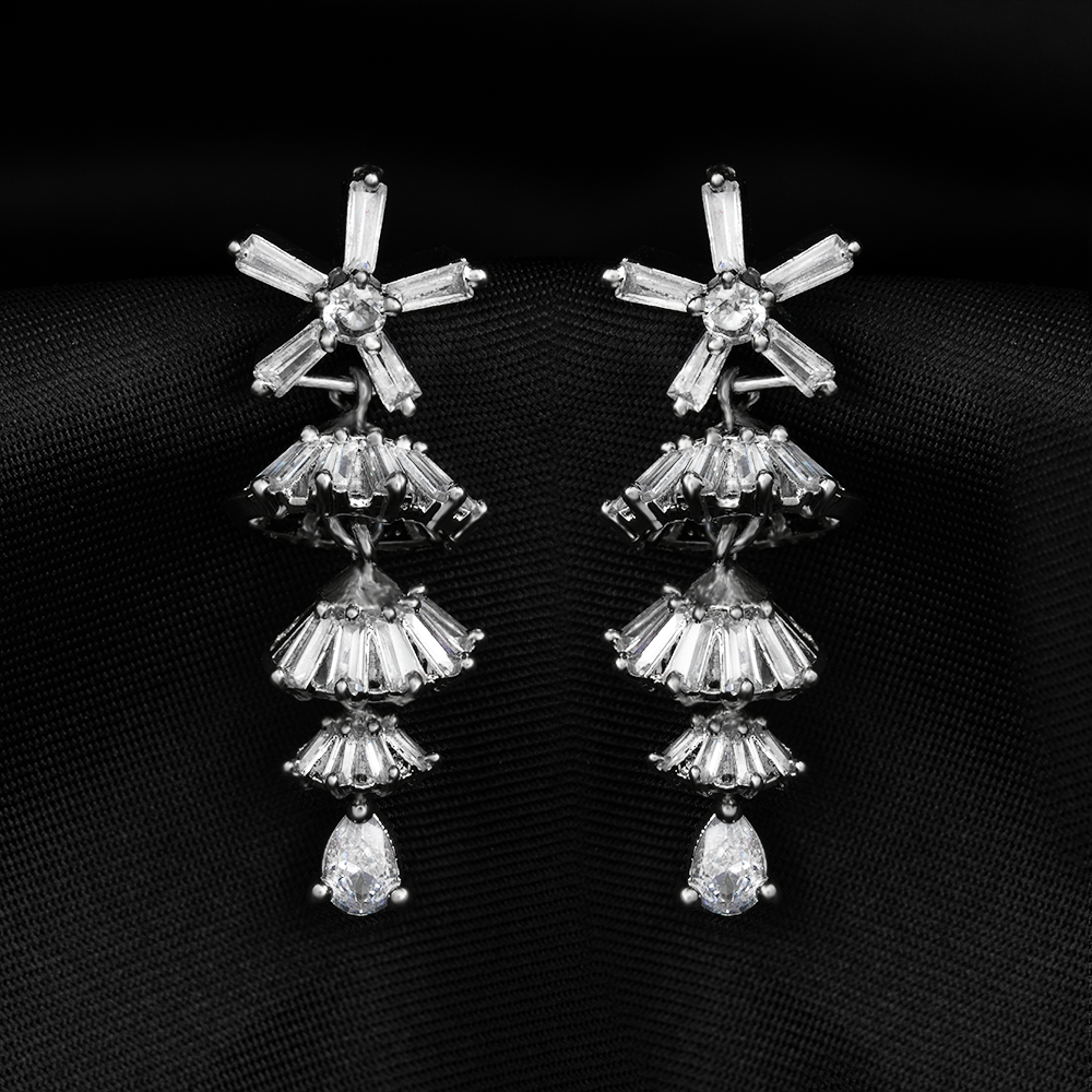 Elestelle- Stone Studded Zirconia Dangler Earrings