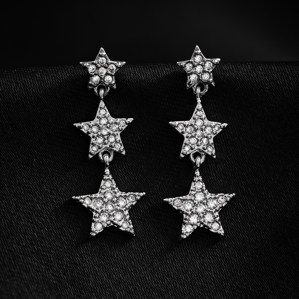Lumisielle- Stone Studded Zirconia Dangler Earrings