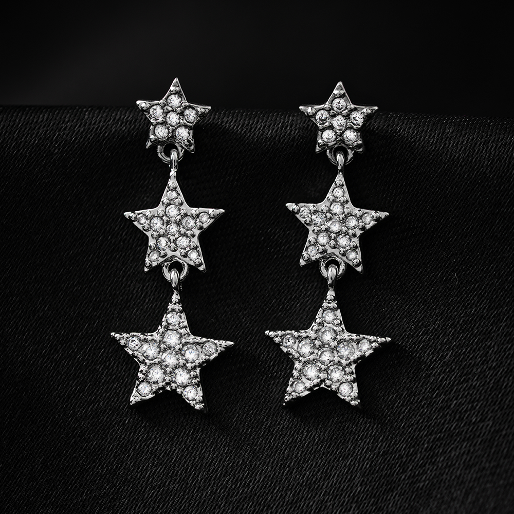 Lumisielle- Stone Studded Zirconia Dangler Earrings