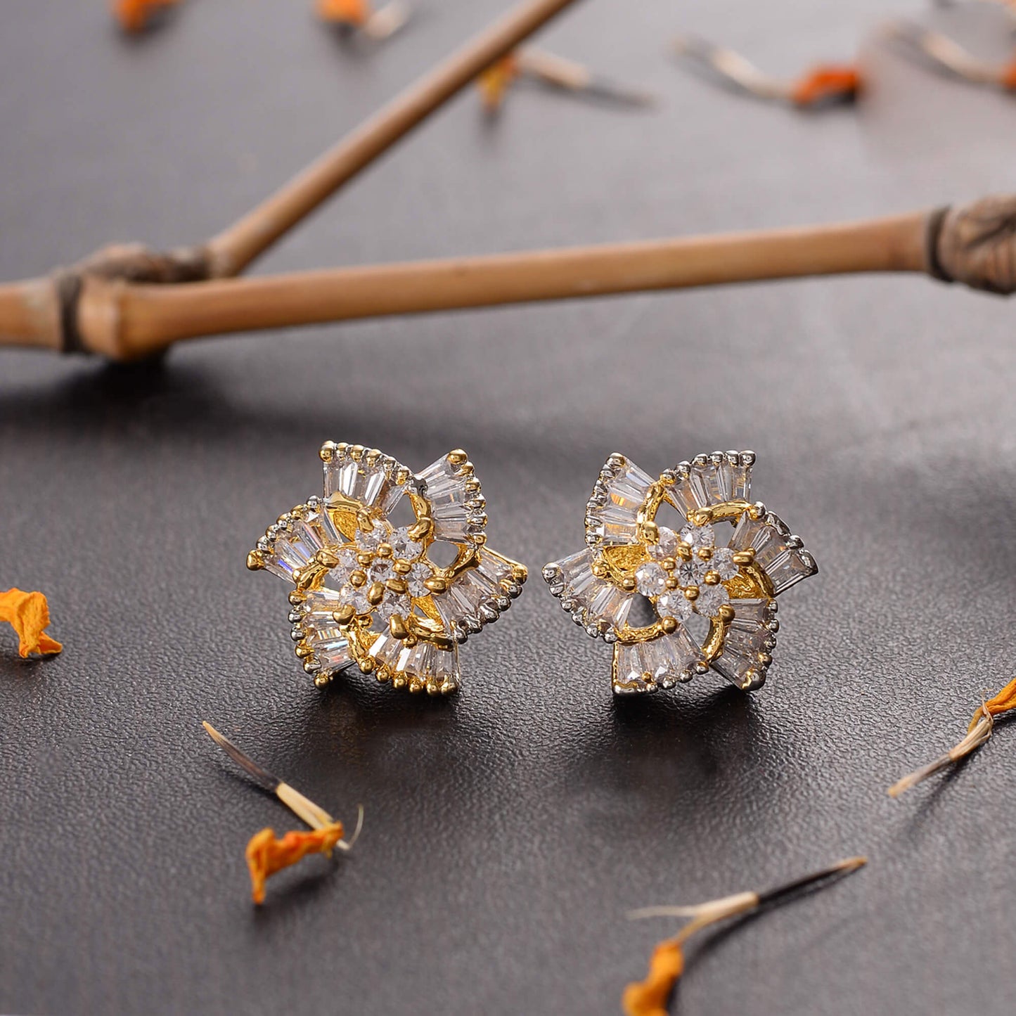 Stellory- Stone Studded Zirconia Stud Earrings