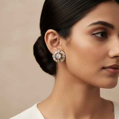 Starina Bloom- Stone Studded Zirconia Stud Earrings