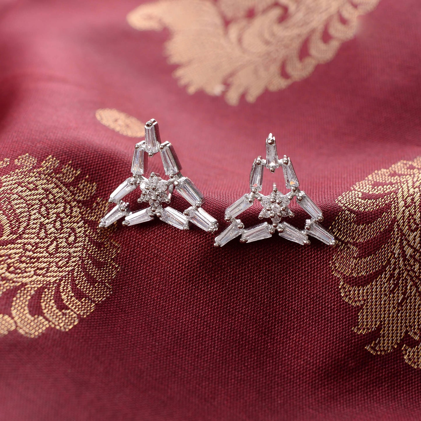 Starlissea- Stone Studded Zirconia Stud Earrings