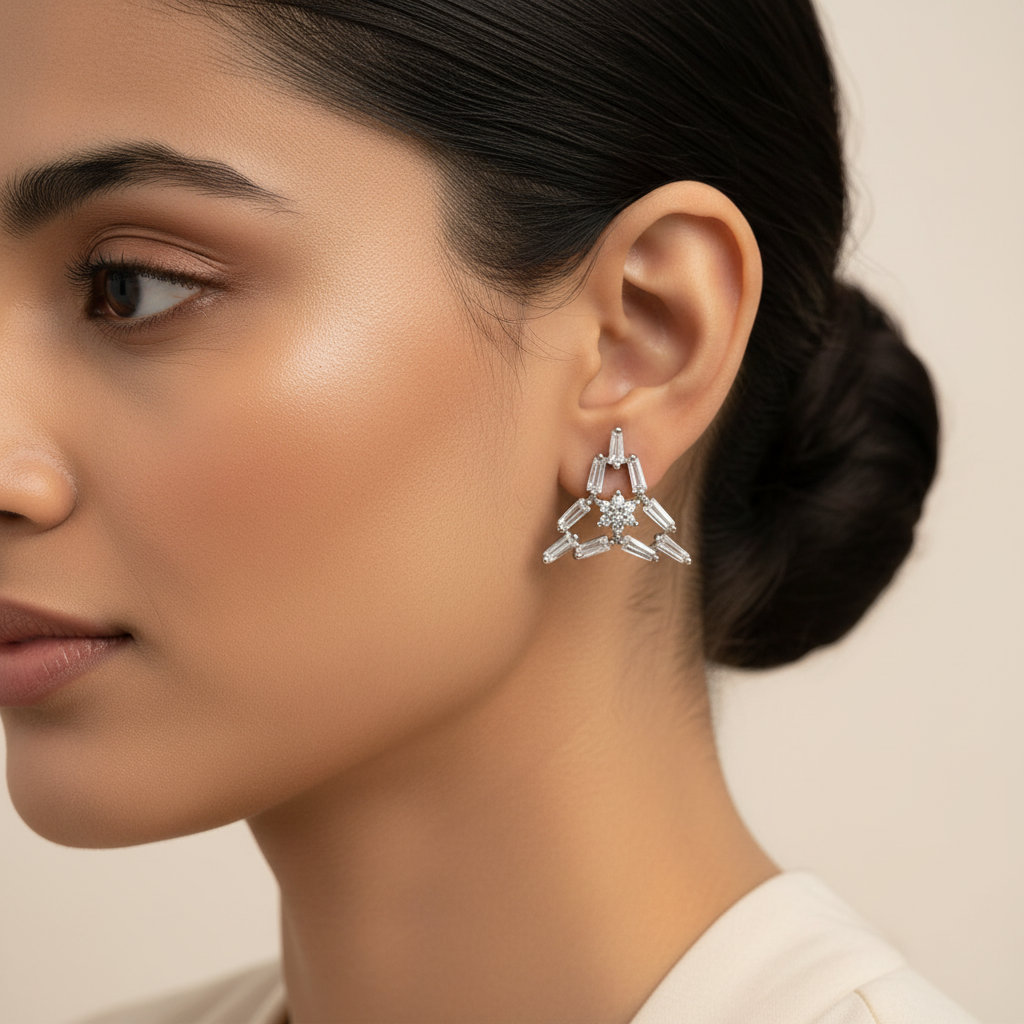 Starlissea- Stone Studded Zirconia Stud Earrings