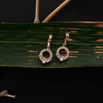 Astranova- Stone Studded Zirconia Dangler Earrings