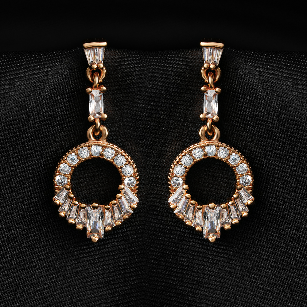 Astranova- Stone Studded Zirconia Dangler Earrings