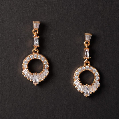 Astranova- Stone Studded Zirconia Dangler Earrings