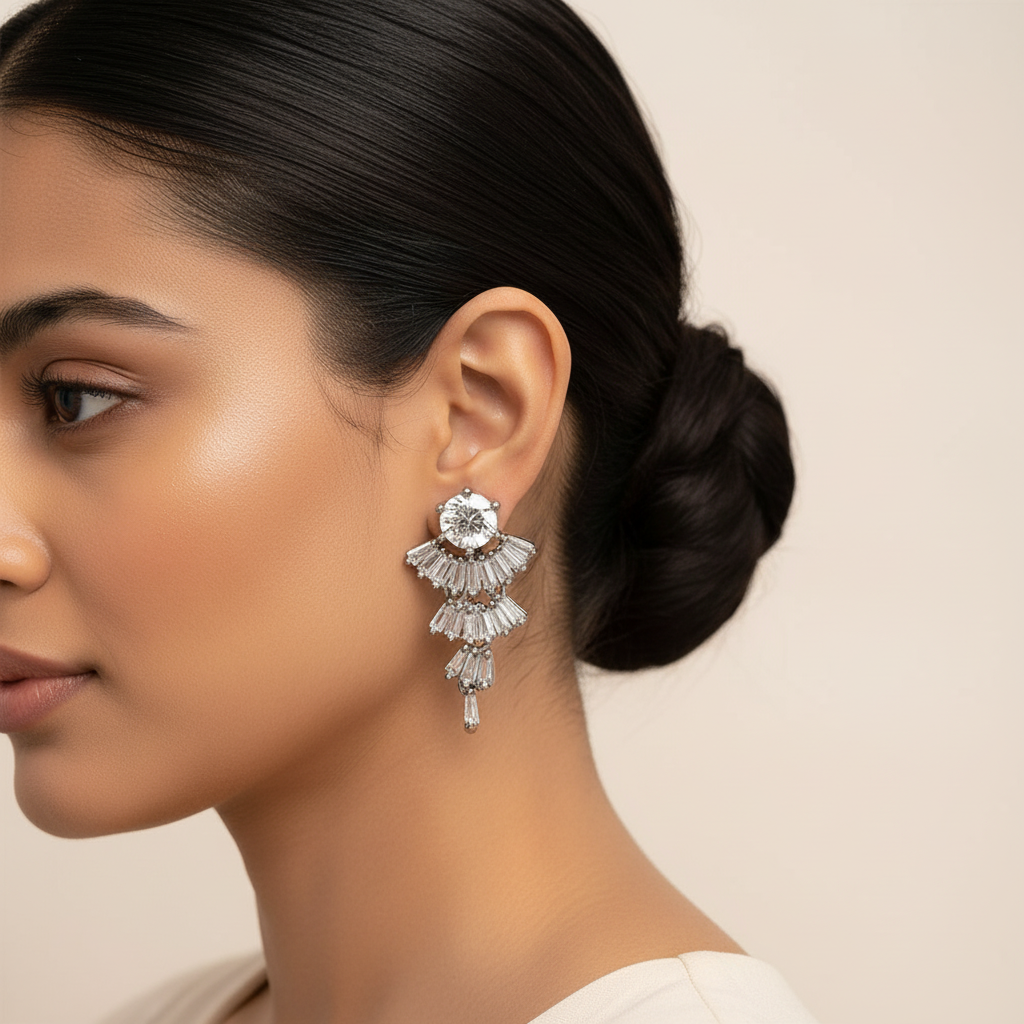 Nebulisse- Stone Studded Zirconia Stud Earrings