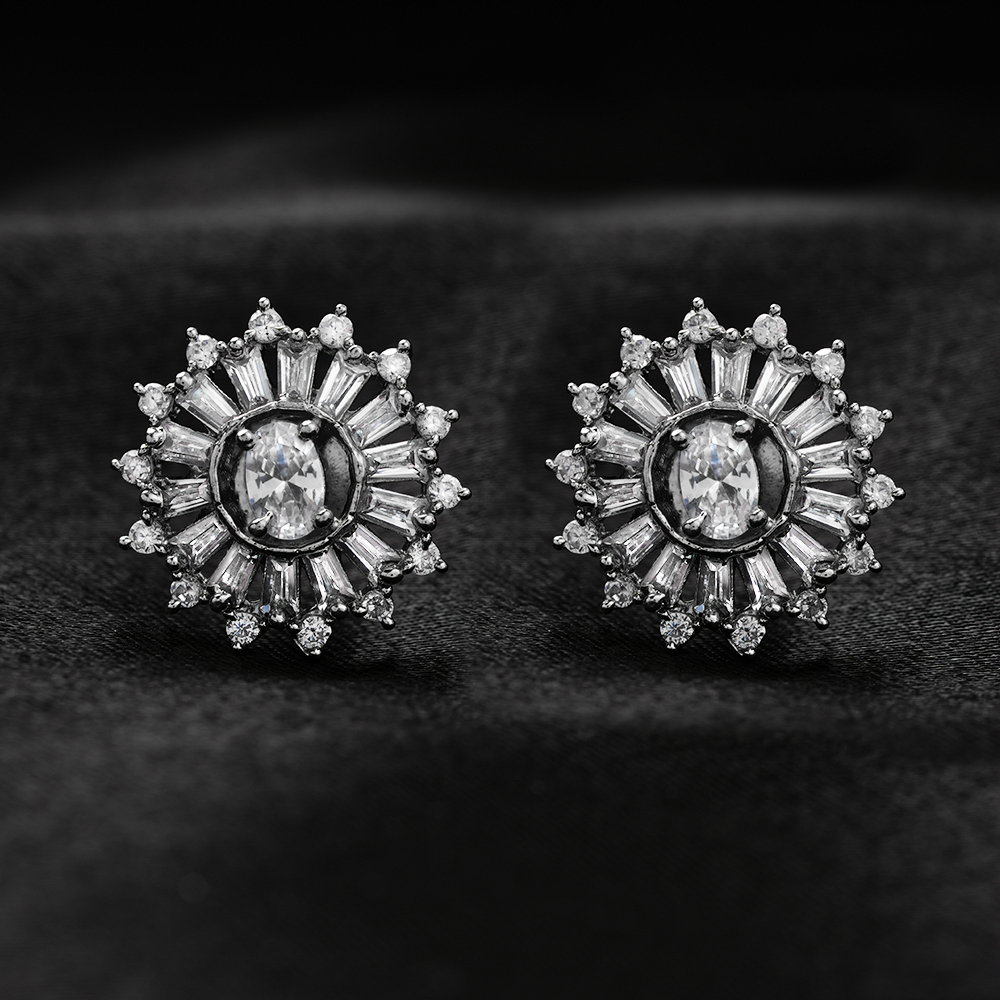 Cosmara- Stone Studded Zirconia Stud Earrings