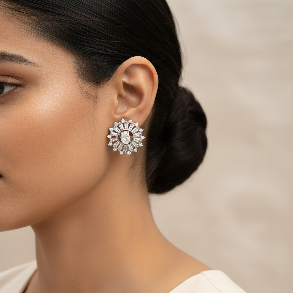 Cosmara- Stone Studded Zirconia Stud Earrings