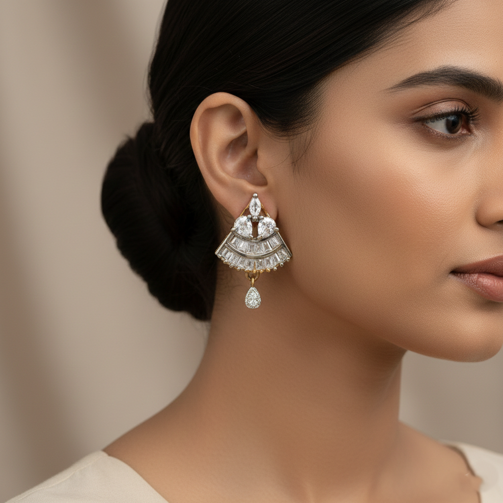 Orionelle- Stone Studded Zirconia Stud Earrings