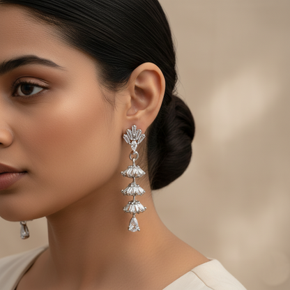 Galaxelle- Stone Studded Zirconia Dangler Earrings