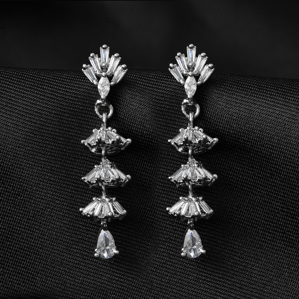 Galaxelle- Stone Studded Zirconia Dangler Earrings