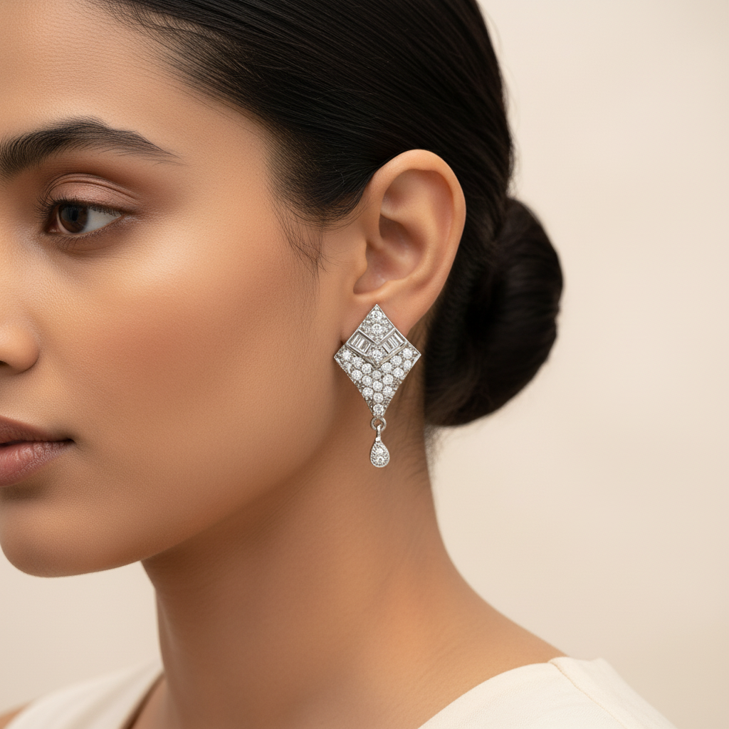 Moonlume- Stone Studded Zirconia Stud Earrings