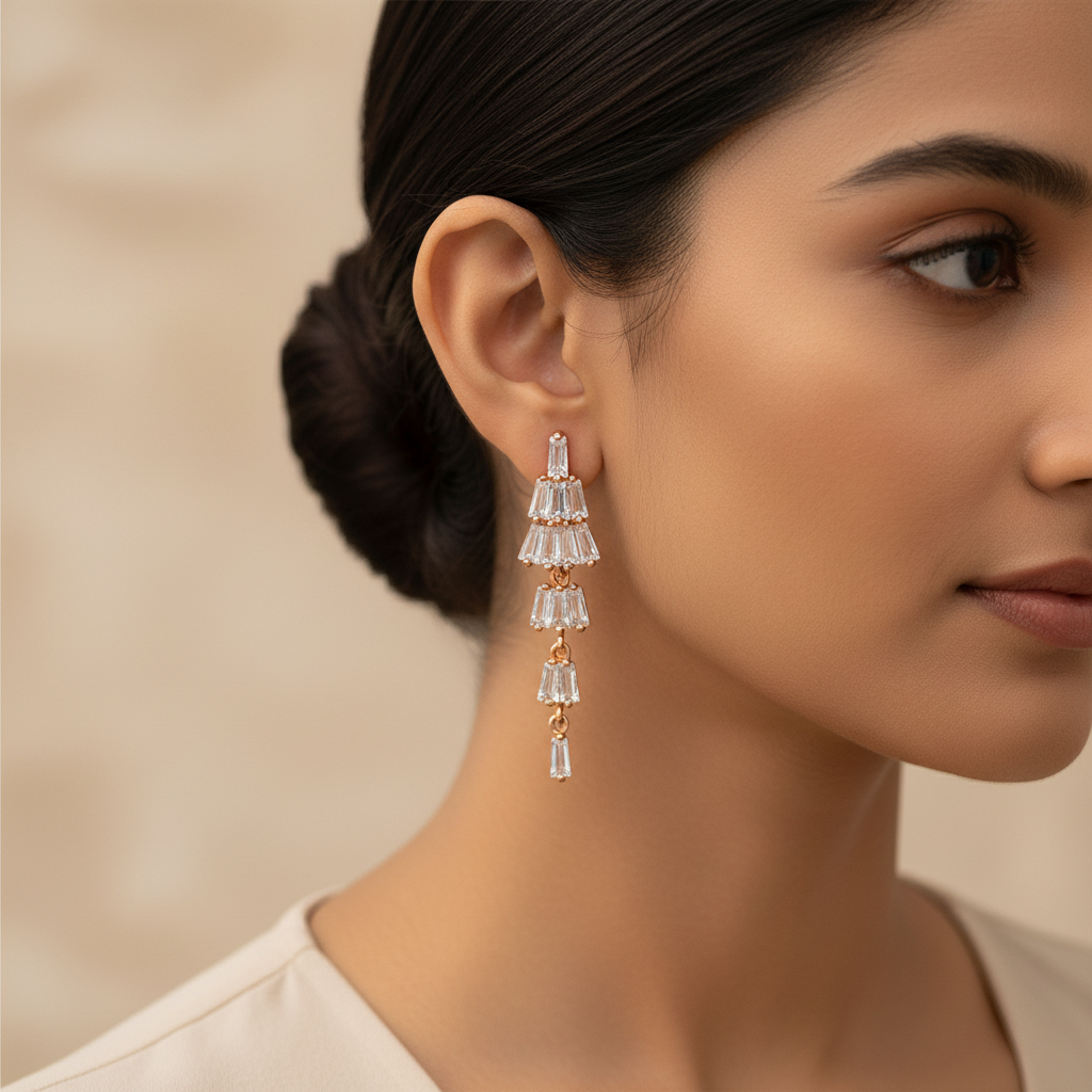 Eveloria- Stone studded Zirconia Drop Earrings