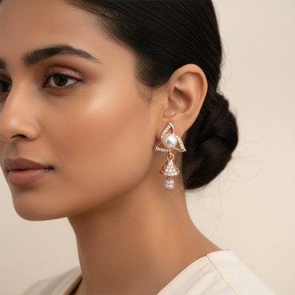 Astra Curve- Stone studded stud earrings