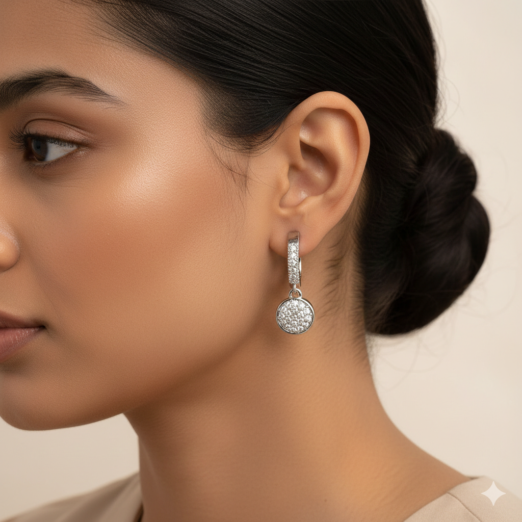 Lunor- Stone studded stud earrings