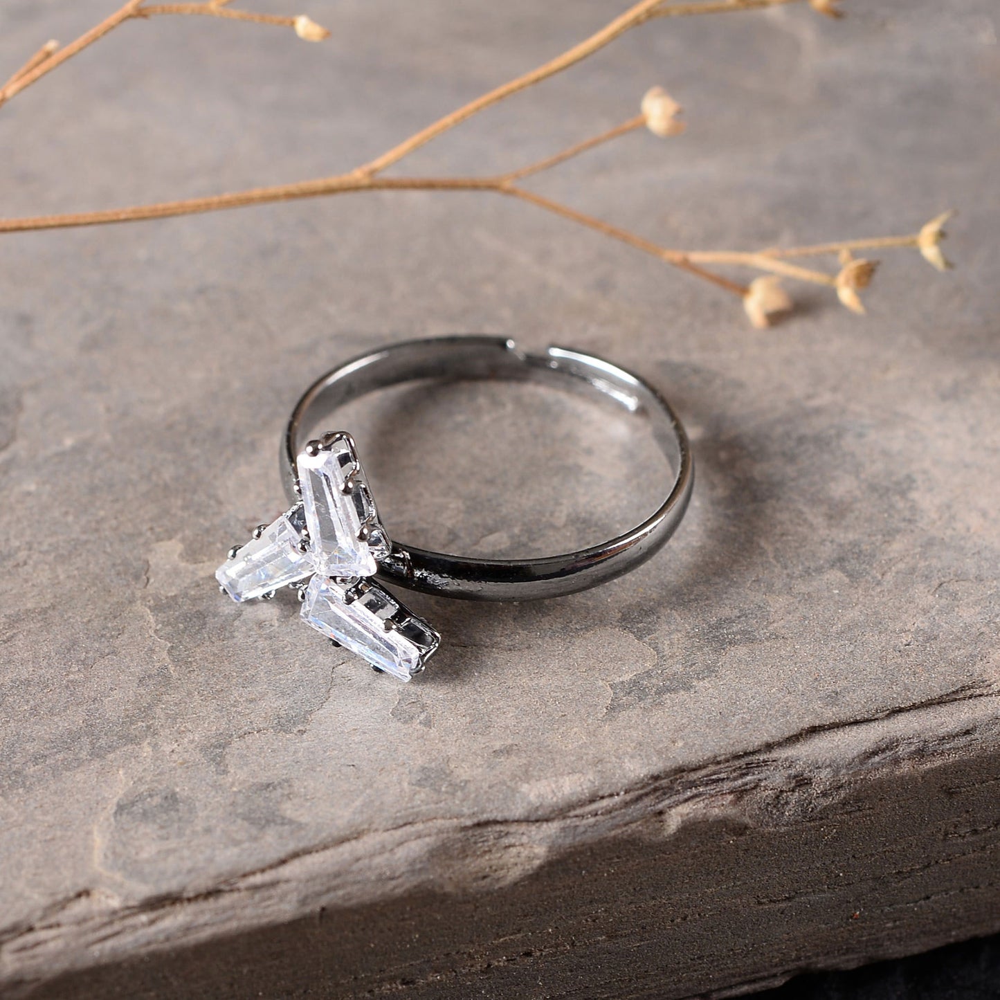 Celestique- Stone studded Blackpolish Star Fancy Rings