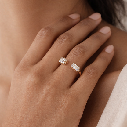 Astrisia- Stone Studded Blackmetal Rectangular Fancy Rings