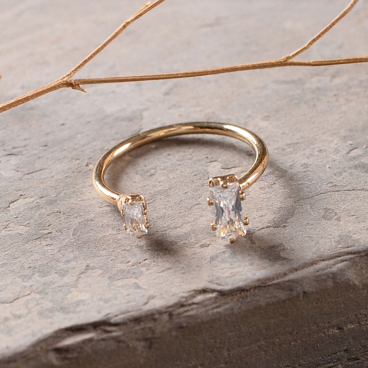 Astrisia- Stone Studded Blackmetal Rectangular Fancy Rings