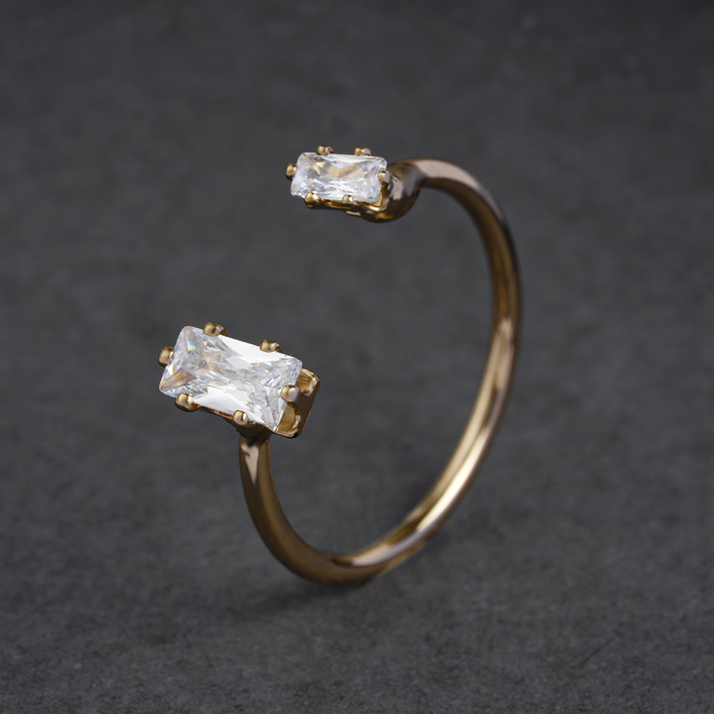 Astrisia- Stone Studded Blackmetal Rectangular Fancy Rings