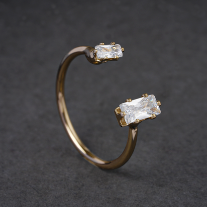 Astrisia- Stone Studded Blackmetal Rectangular Fancy Rings