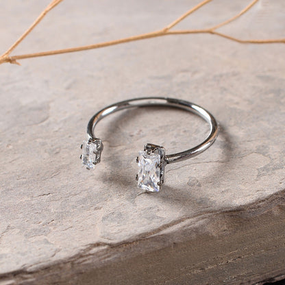 Astrisia- Stone Studded Blackmetal Rectangular Fancy Rings