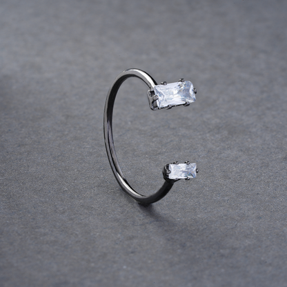 Astrisia- Stone Studded Blackmetal Rectangular Fancy Rings