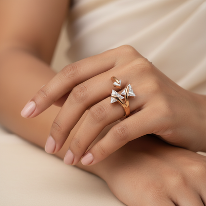 Sylvienne- Stone studded Rosegold Fancy Rings