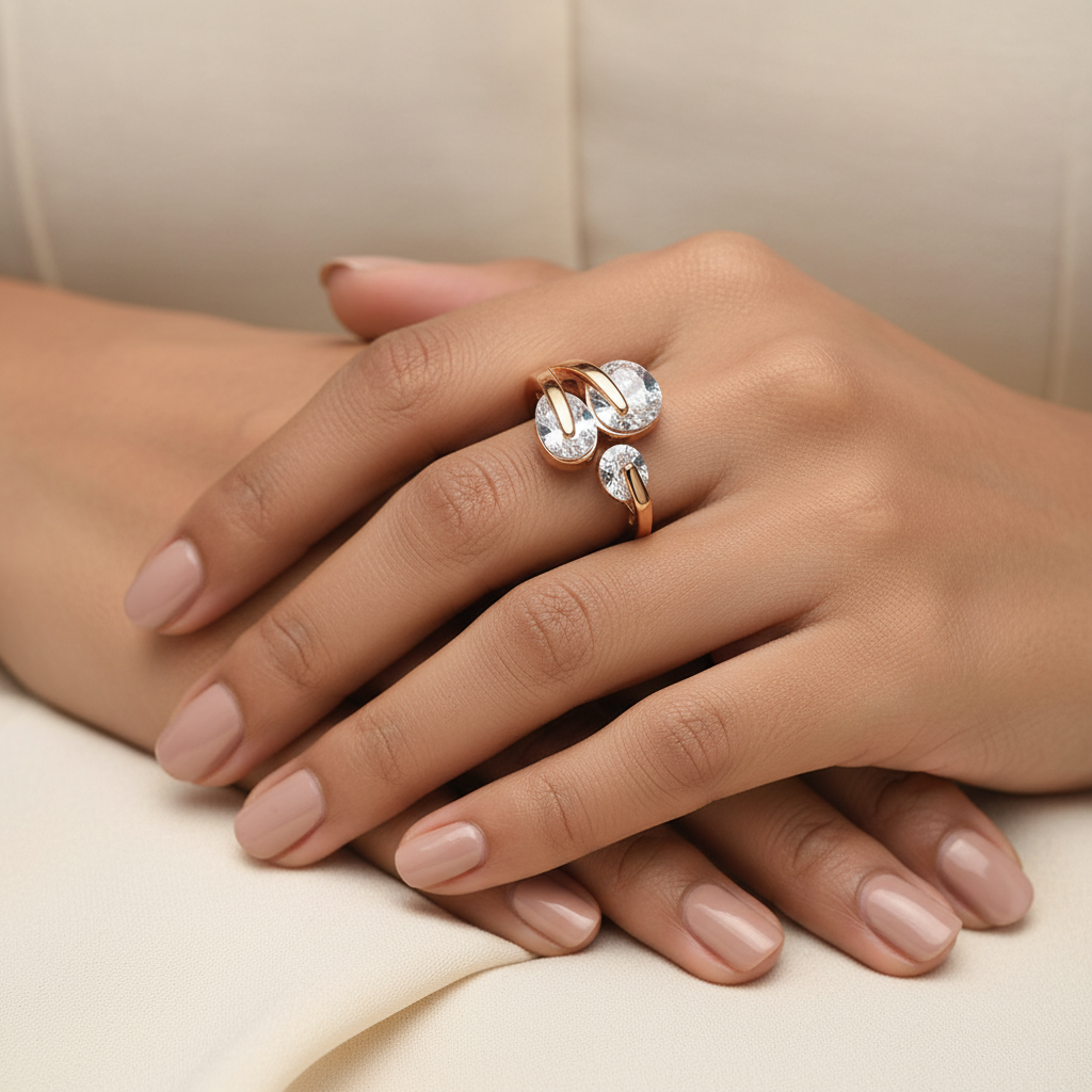 Mirelia- Stone studded Rosegold Fancy Rings