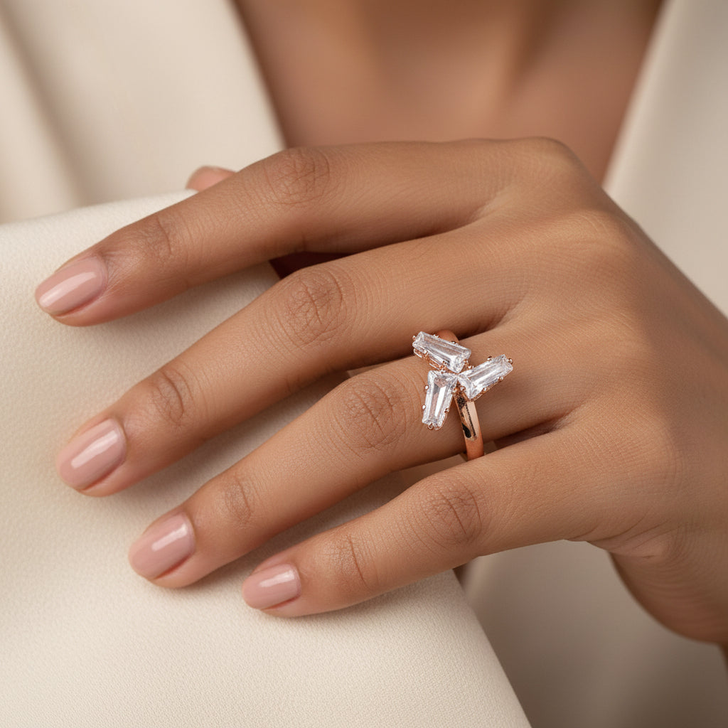 Astrella- Stone studded Rosegold Fancy Rings