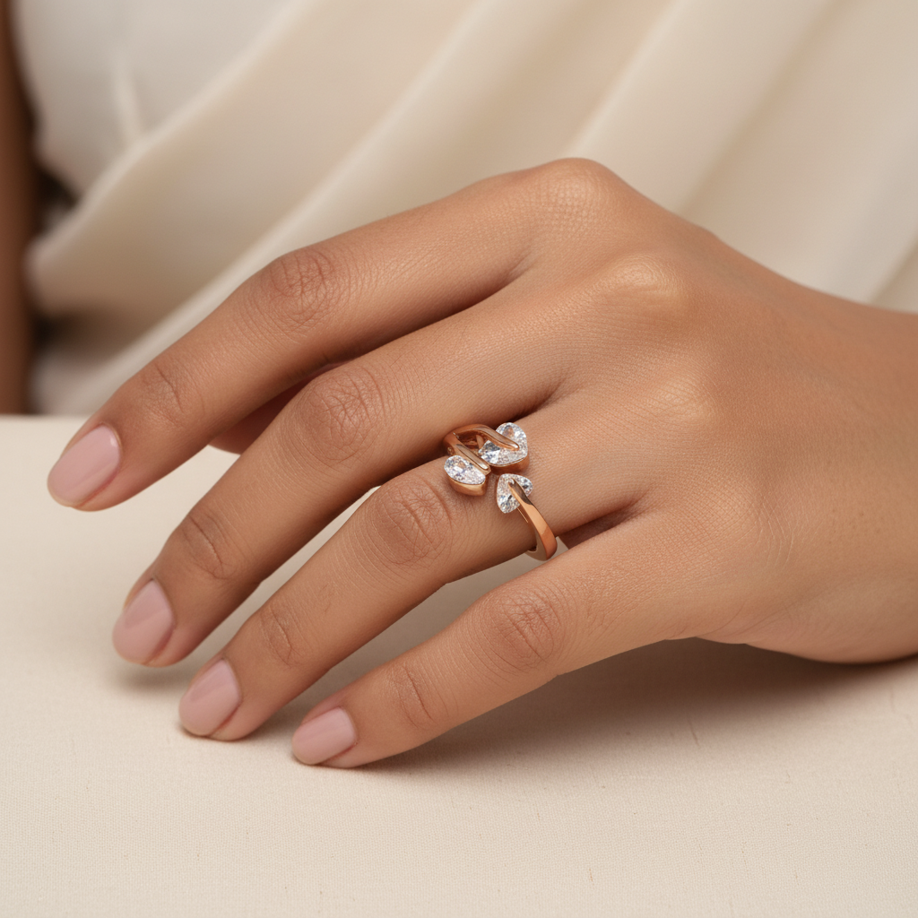 Galaxira- Stone studded Rosegold Fancy Rings