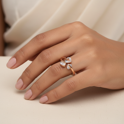 Galaxira- Stone studded Rosegold Fancy Rings