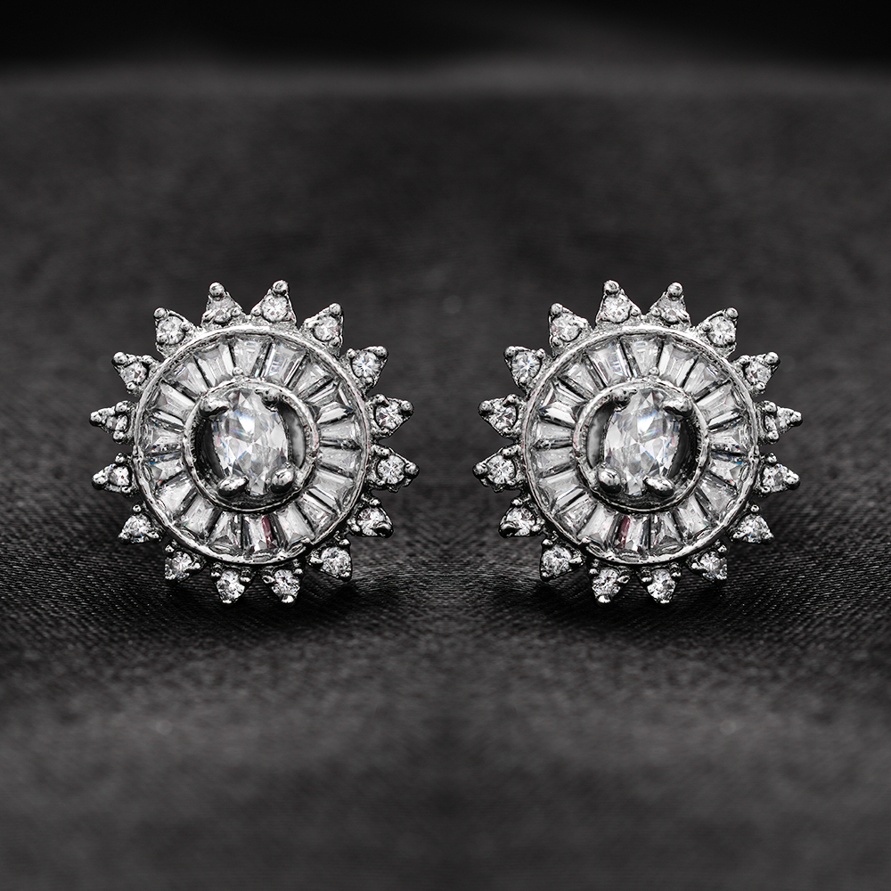 Selunara- Stone Studded Zirconia Stud Earrings