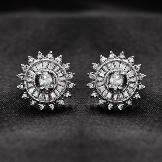Selunara- Stone Studded Zirconia Stud Earrings