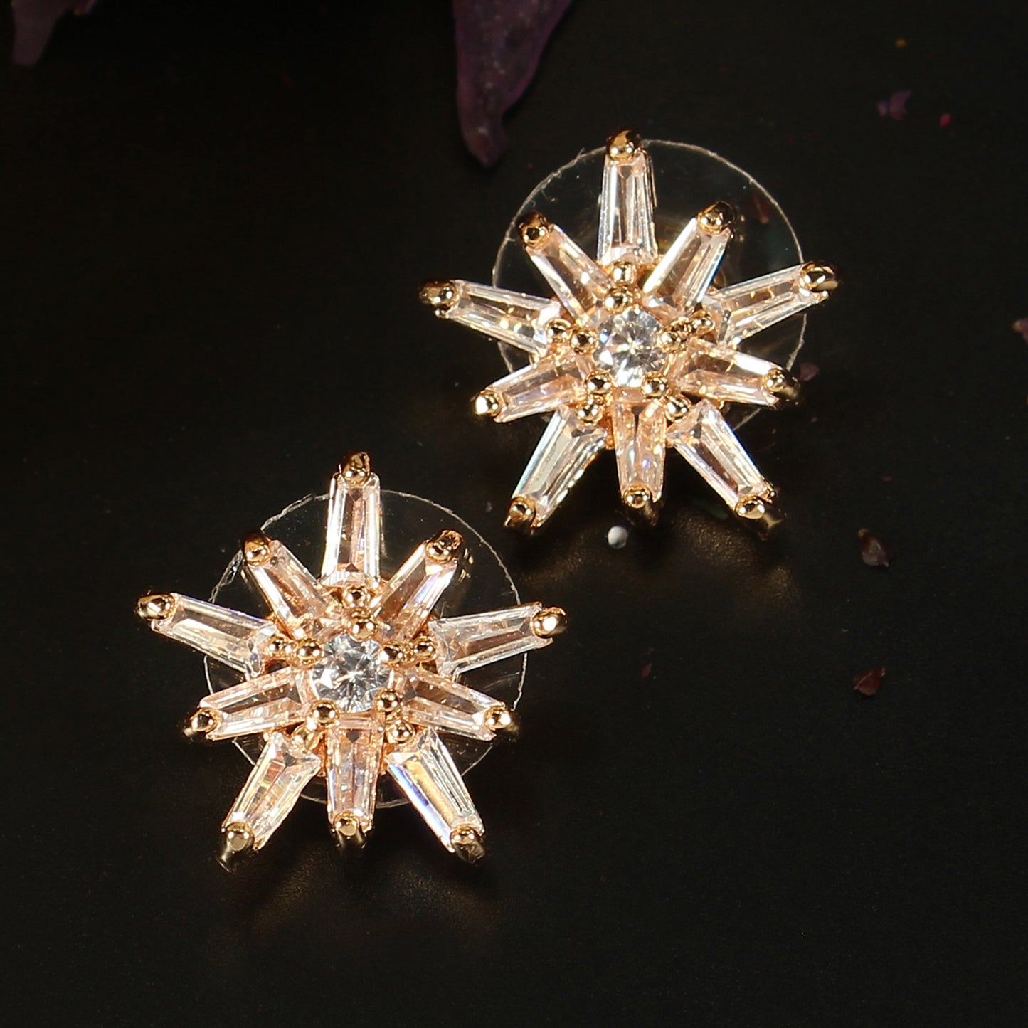 Aurylisse- Stone Studded Zirconia Stud Earrings