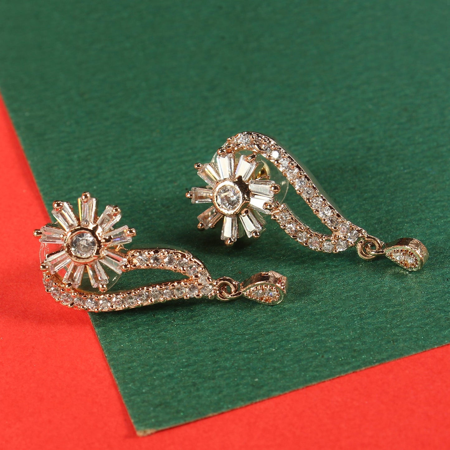 Celunelle- Stone Studded Zirconia Stud Earrings