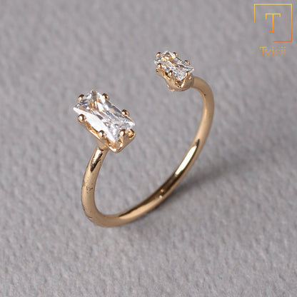 Astrisia- Stone Studded Blackmetal Rectangular Fancy Rings