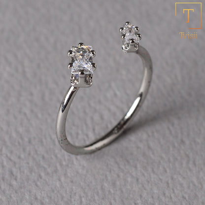 Astrisia- Stone Studded Blackmetal Rectangular Fancy Rings